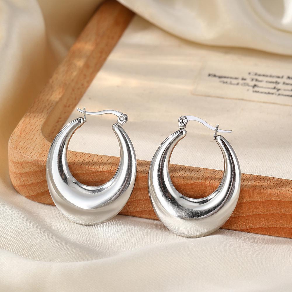 

Серьги из нержавеющей стали в европейском и американском стиле, круглые, полые, для женщин