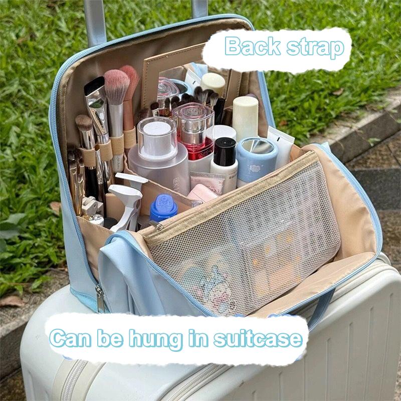 Tragbare Stehende Kosmetiktasche Große Kapazität Reisehandtasche Damen-Organizer Einfache Stifttasche Business-Stil Pu-Material