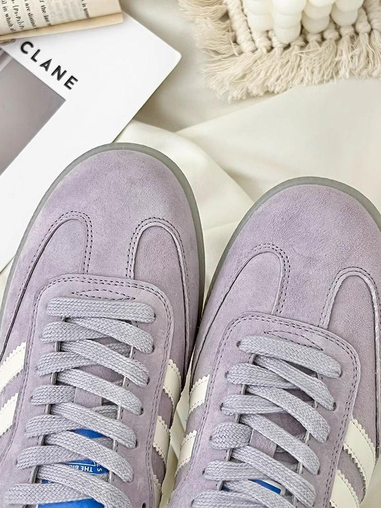 2025 Spring New Taro Purple Training Shoes Are Eye-catching, Color-blocked, Fashionable, Lightweight Board Shoes, Microfiber Leather Material, Brea