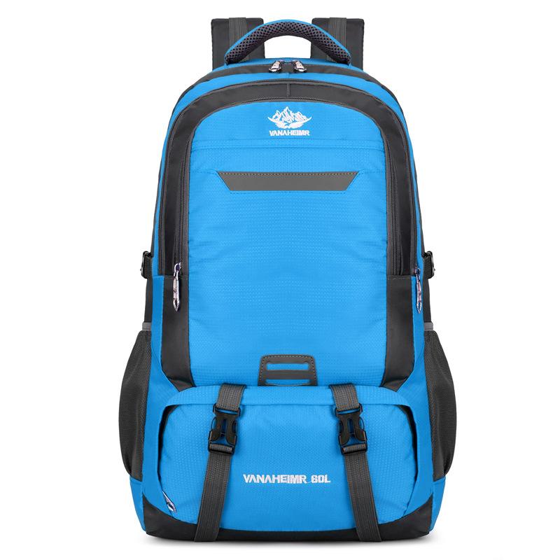 

Дорожные рюкзаки, уличная водонепроницаемая сумка для скалолазания, рюкзак для верховой езды, спортивная сумка для мужчин и женщин 60L небесно-голубой