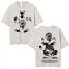 Anime Jojo Bizarre Adventure Kira Yoshikage Killer Queen Acid Washed T Shirt Mens Casual Cotton Short Sleeves Oversized Tshirts