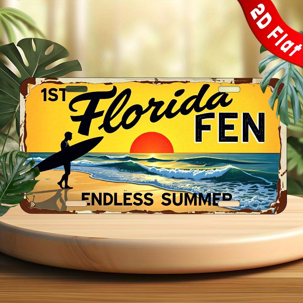 Karpfen PC Vintage Florida für Surf Metallwandkunst Dekoration Vintage für Surfbrett Und Palme Strandschild Florida für Surf Dekoration