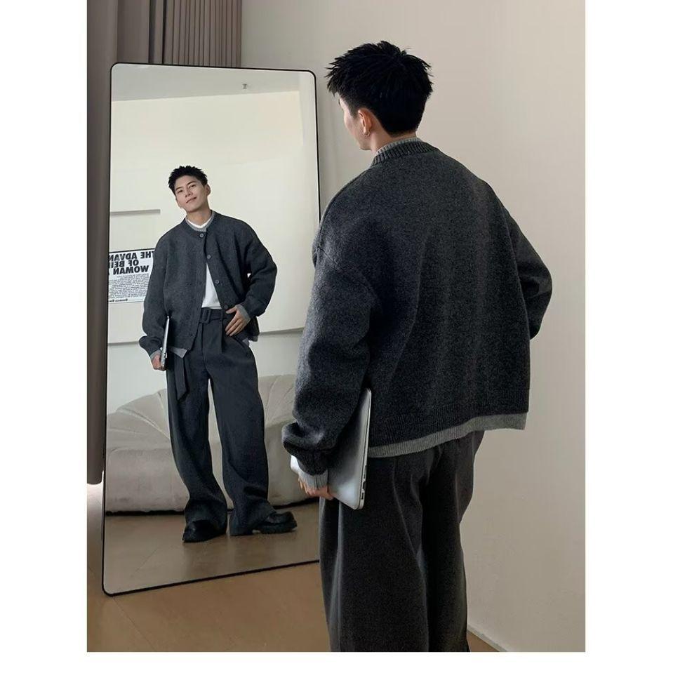 

Men s Heavyweight Anti-Pilling Knit Sweater Coat with Retro Two-Piece Look XL