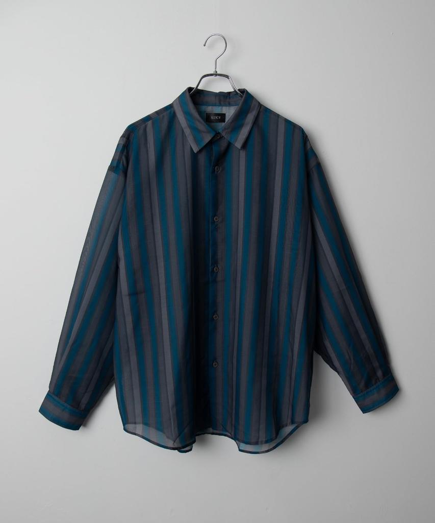 WEGO Sheer Long Korean Size Pattern 2 Men's Shirt, Sleeve, Oversized, Patterned, Top, Summer/Autumn Clothes, Style, Gift, Spring/Summer/Autumn/Winter,
