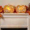 Yousheng Halloween Wooden Lighted Pumpkin for Tabletop, Spooky Pumpkin Lantern Shadow Box for Halloween Party, Dinning, Coffee Table Decoration