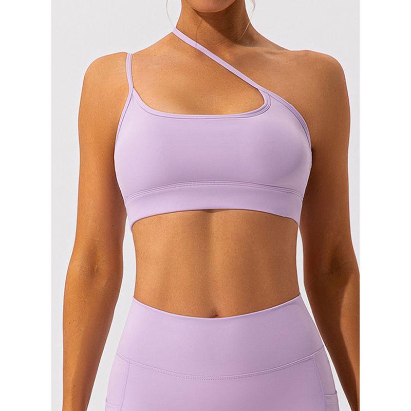 Sloping Shoulder Beauty Back Sports Underwear Women 2025 New Yoga Bra Running Outer Wear Gathered Sexy Workout Clothes Vest