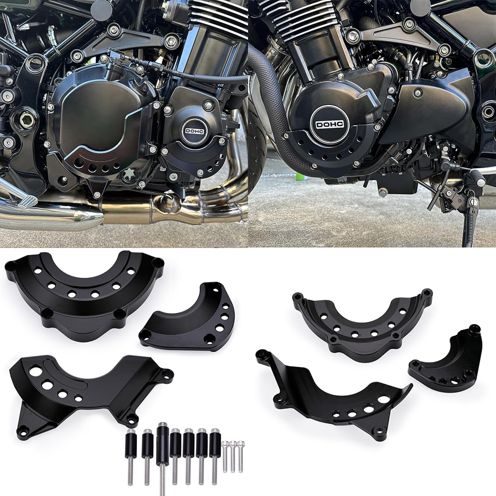 Motorcycle Engine Cover, Engine Slider, Engine Guard - Fits Kawasaki Z900, Z900RS, Z900RSCAFE (All Years) (Black)