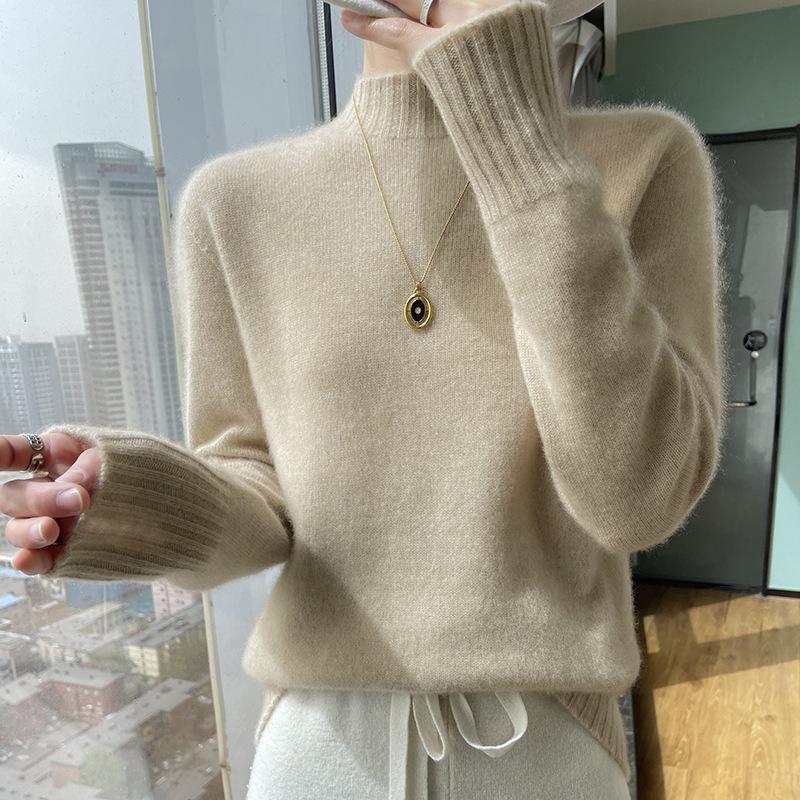 

Cashmere 2023 Women s Thickened Half High Neck Knitted Sweater - Warm, Versatile Fashion for Autumn and Winter Extra Extra Large