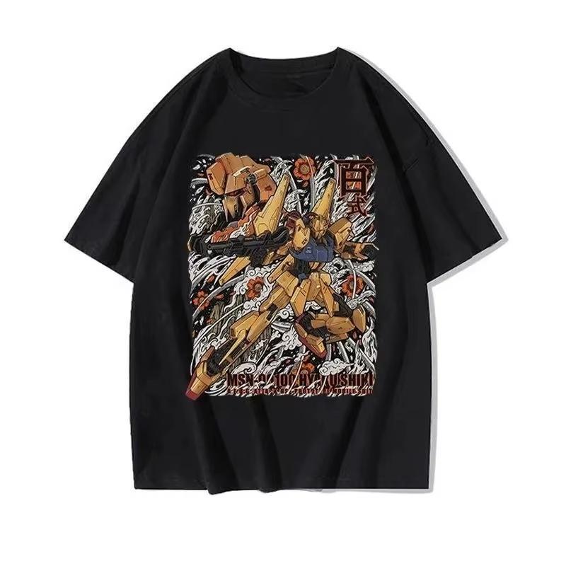 

2026 Summer New Gundam Pattern Warrior Loose Trend Short Sleeve Pure cottonTshirt Pure Cotton Round Neck TopTrendy Soft Shir... S разноцветный