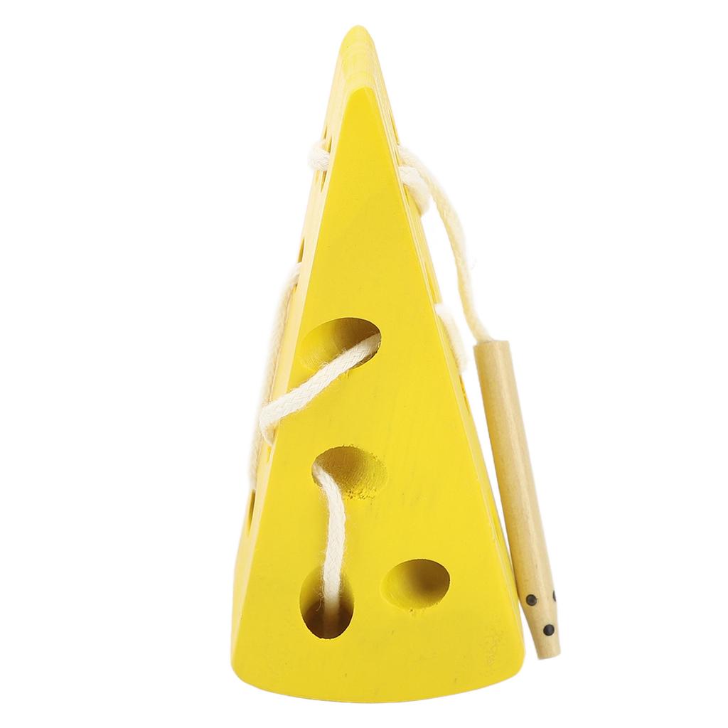 Wooden Lacing Cheese Toy Educational Learning Fine Motor Skill Wood Block Lacing Cheese Threading Toys for Baby
