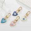 Enamel Turkish Heart Evil Eye Keychain Blue Eye Turkish Heart Keyring  Car Key Chain