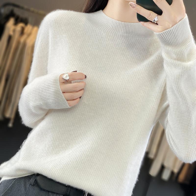 Women's Cashmere Sweater Qinghe Cashmere 30% Cashmere 70% Wool Autumn and Winter Cashmere Pullover Soft and Warm