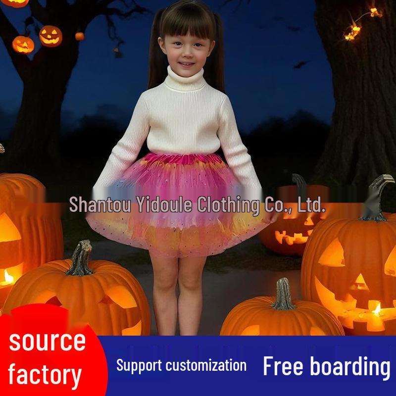 Children's Harvest Festival Dress - European & American Girls' Stage Performance Costume with Half Skirt Petticoat