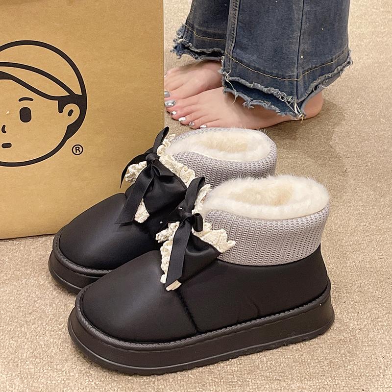 Fashion Thick soled versatile comfortable snow boots for women new winter with added fleece anti slip warm cold resistant cotton shoes
