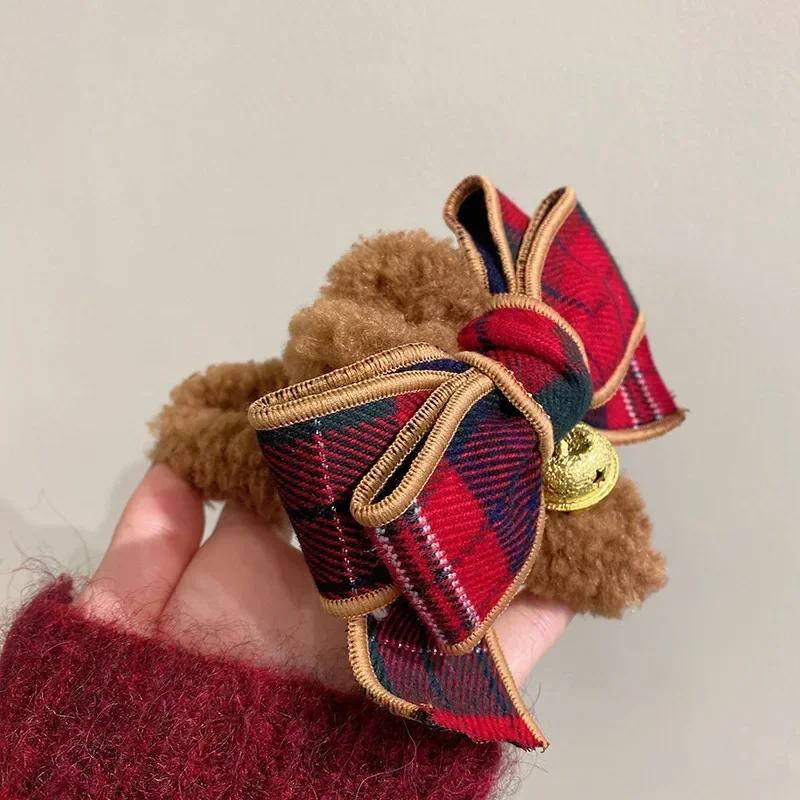 Christmas Creative Gifts Bell Bow Plush Grip Clip Autumn and Winter Large Shark Fashion Headwear Accessories Women Fashion Gifts