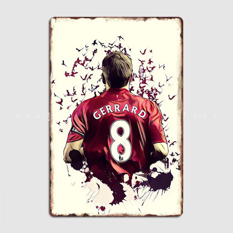 Steven Gerrard Football Player Retro Posters Metal Poster Pub Sign Garage Club Indoor Wall Room Decoration Home Decor