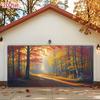 Impressão Plana 2D Cenário de Porta de Garagem Outonal, Fundo Fotográfico de Floresta de Outono