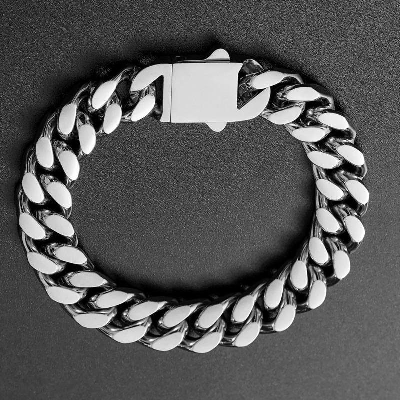 Collier Chaîne Cubaine en Acier Titane de Haute Qualité avec Boucle Carrée – Bijou Hip-Hop Unisexe