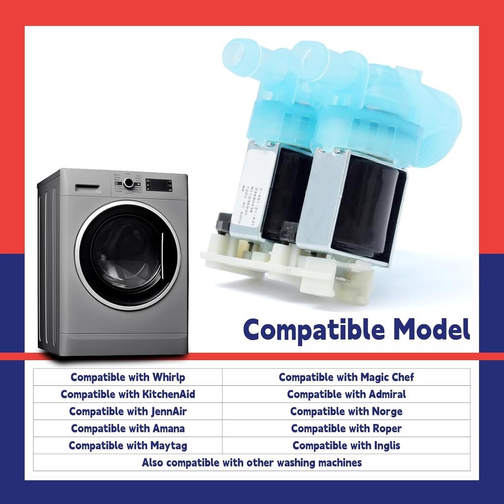 W11688995 Washer Water Inlet Valve Replacement for Whirlp for Maytag Washing Machine Cold Water Valve Replace W11316256 W11036930 AP7218603