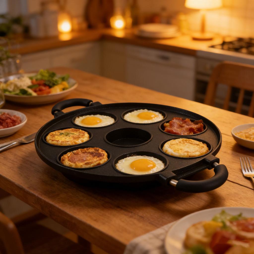 Egg Frying Pan 8 Hole Design Multifunctional Non Stick Egg Pancake Steak Pan for Travel Camping