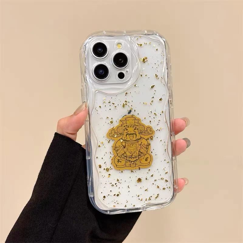 

New Year S Model God Of Wealth Iphone17Promax Gold Leaf Drip Glue Is Suitable For Apple 15 Mobile Phone Case Transparent 14 Protection iPhone 7/8/SE 2020