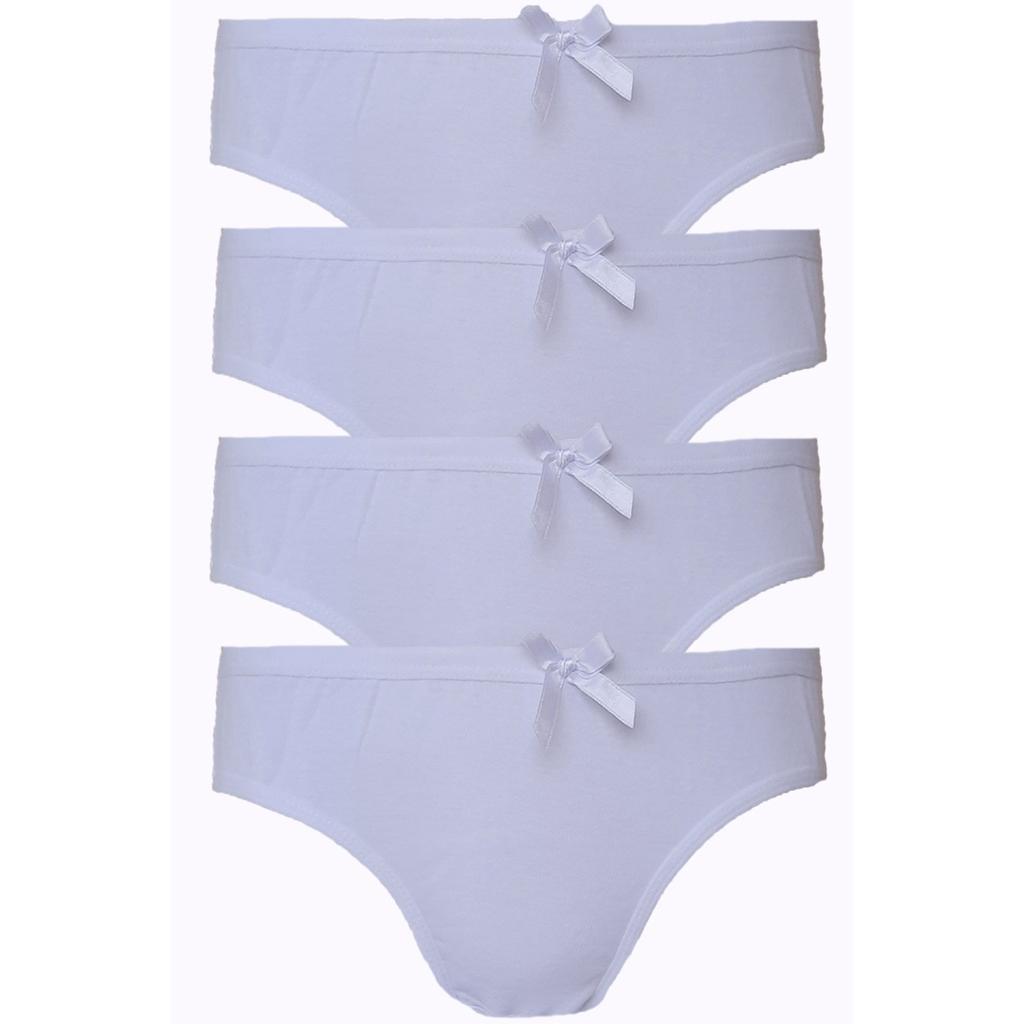 4lü Kadın Pamuklu Bikini Külot Renkli Fiyonklu İç Çamaşırı