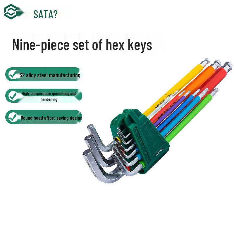 SATA Rainbow 9-Piece Extra Long Hex Key Set