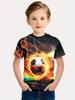 Children's T-Shirt Boy Casual Girls Short Sleeve T-Shirt Summer Cartoon Soccer Sports T-Shirts for Boys Round Neck Children Top