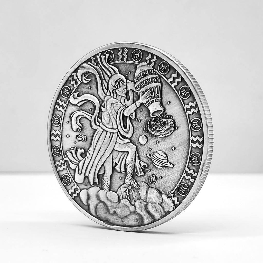 Monete d'Argento Zodiacali, Dodici Segni Zodiacali, Monete Creative, Capricorno, Leone, Vergine, Regali in Metallo