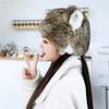 Fur Hat Grass Rabbit Hair Real Hair Korean Version Cap Men and Women Winter Warm Tide Cute Cat Ears Personalized Hat