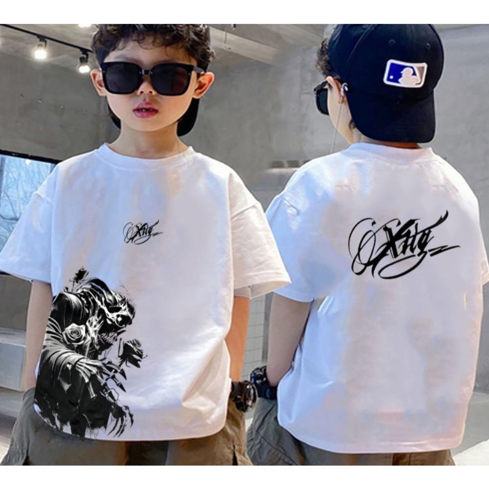 Printed children's T-shirt for boys and girls, round neck breathable casual top