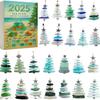 Sea Glass Christmas Tree Advent Calendar, 24 Days Christmas Countdown Calendar with 24 Mini Sea Glass Christmas Tree Ornaments
