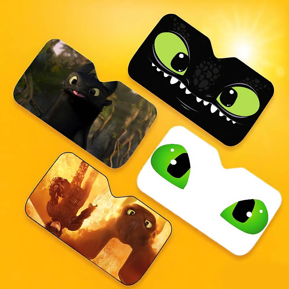 Cartoon EYE Toothless Stylish Trendy Windshield Sunshade, Car Windshield Cover, Car Sunshade Curtain, Car Sun Protection Cover