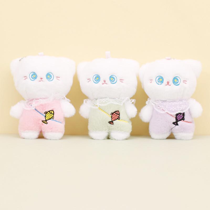 Adorable Plush Toy Cat Keychain With Short Plush And Pp Cotton Stuffing