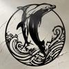 Metal Dolphin Wave Wall Art Laser Cut Iron Home Decor Gift for Living Room Bedroom