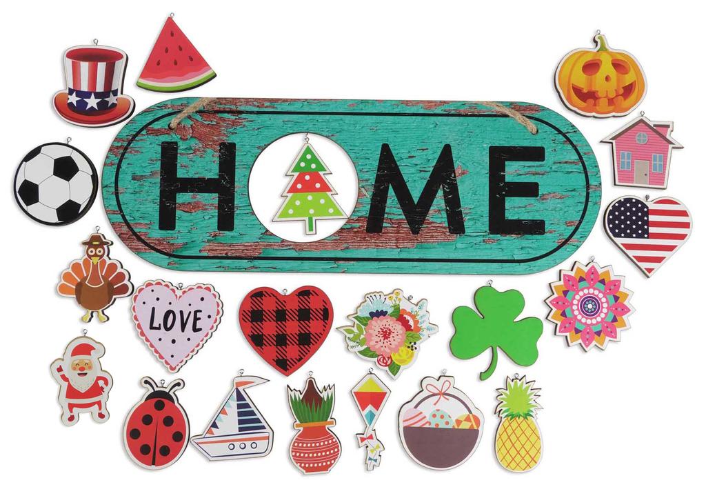 Inkdotpot Welcome Sign Front Door Decorations Hanging Rustic Wood Seasonal Holiday Ornaments Housewarming GiftWall Hanging 17" Inches