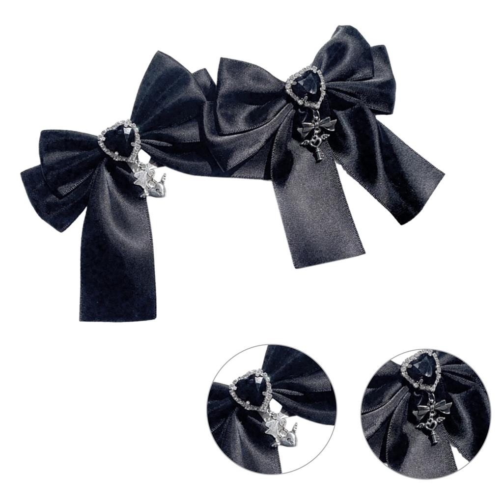 Cute Sweet Girly Dark Bow Hair Clip Bow Cross Gothic Y2K-style Bow Bunches Accessories Sweet Balletcore