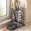 Integrated Kitchen Knife Holder: Cleaver, Scissors, Fruit Knife, Countertop Storage Rack, Cutlery Drainer, Knife Block