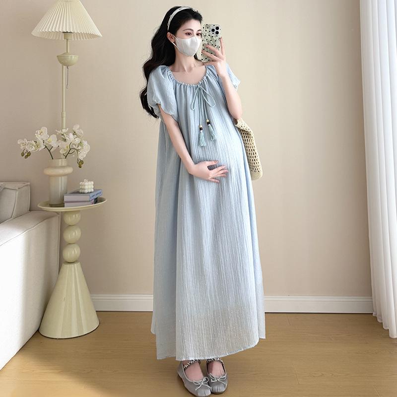 2026 Stylish Mid-Length Loose Maternity Dress for Summer Outings Extra Large