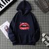 Loose Long Sleeve Women's Hoodie Lip Print Trendy plus Size Cross-Border Pattern Crew Neck Regular Length Girl Style
