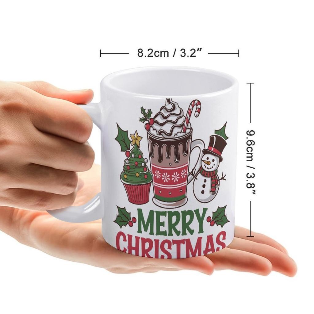 1pc 11oz blank ceramic coffee mug, double-sided printed cup, smooth edge finish, sturdy build, clean classic style, great household mug