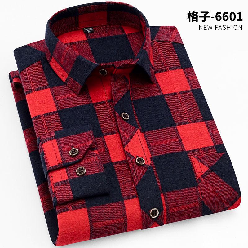 New Fashion Men's Plaid Shirts Long Sleeve Cotton Soft Regular-fit Single Pocket Comfortable Casual Flannel Shirts Male Clothing