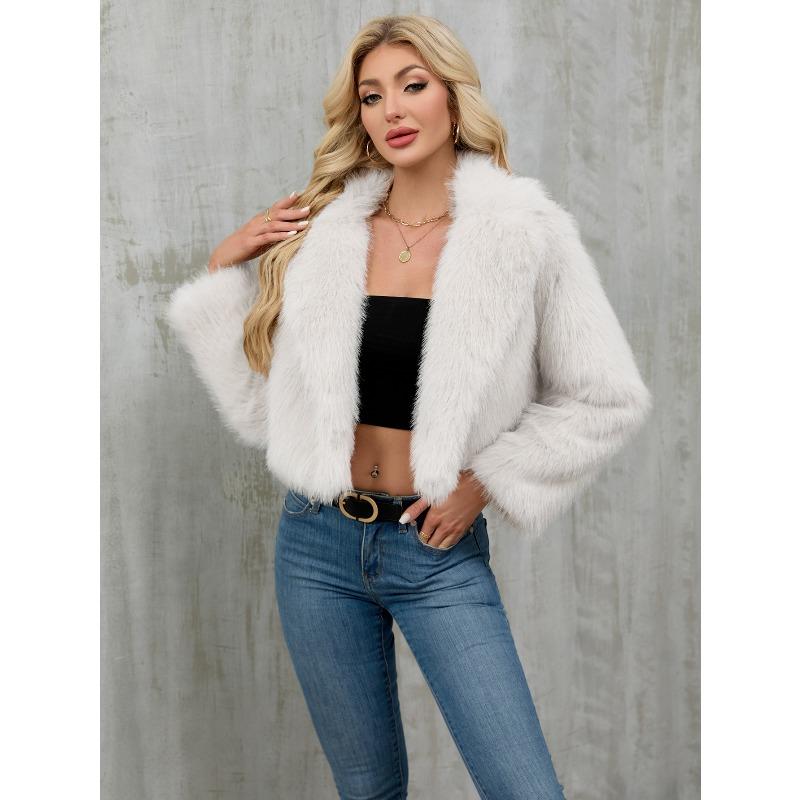 New Autumn and Winter Women's Plush Short Jacket Imitation Fur Jacket Suit Collar Jacket Outside