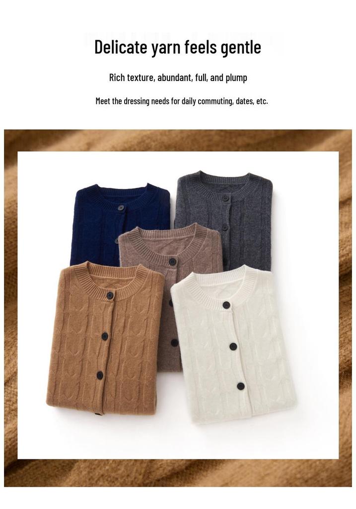 Women's Trendy 100% Wool Cardigan Coat - Large Button, Soft Fluffy, Solid Color, Loose Open-Front Sweater Outerwear for 2025