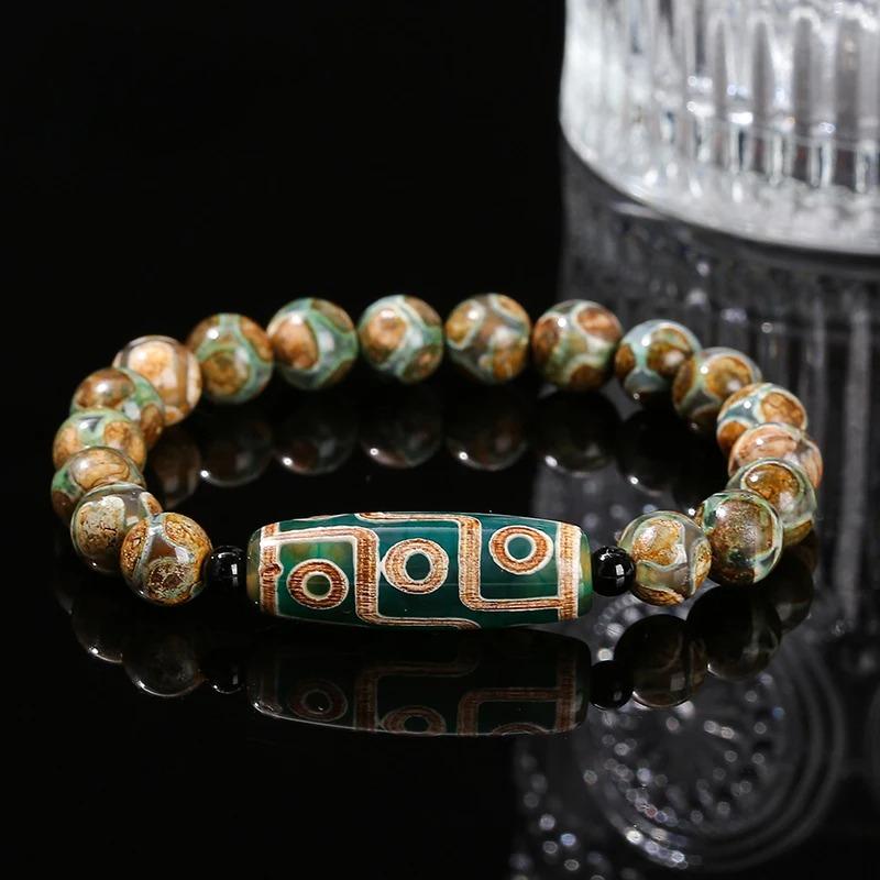 Tibetan Agate Barrel Beads Bracelet Women Men Retro Yoga Jewelry Gift