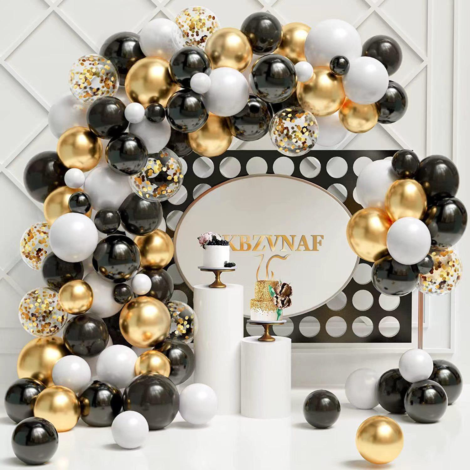 

Черно-белый металлический золотой набор венков из воздушных шаров Золотые шары с пайетками Свадьба День рождения Юбилейная вечеринка Set as shown