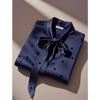 Elegant High Quality Satin Polka Dot Print Shirt Women Office Lady Business Casual Chic Blouse Lace-up Bow Long Sleeve Loose Top