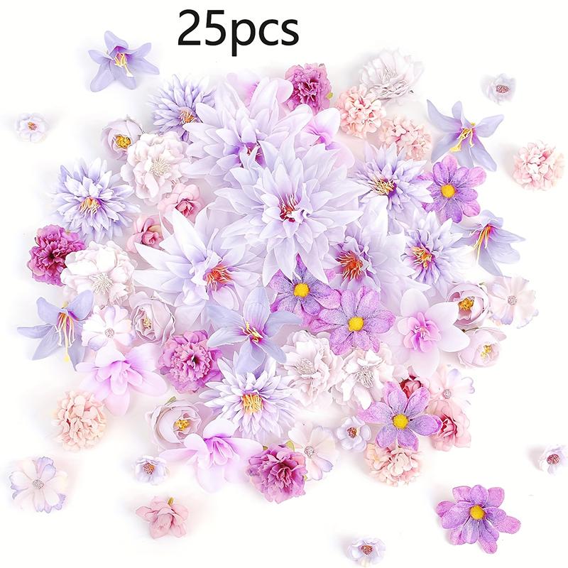 

25Pcs 5cm Purple Silk Faux Daisy Rose Artificial Flowers Heads for DIY Cake Wedding Party Home Room Garment Decor Fake Flowers 25Pcs фиолетовый