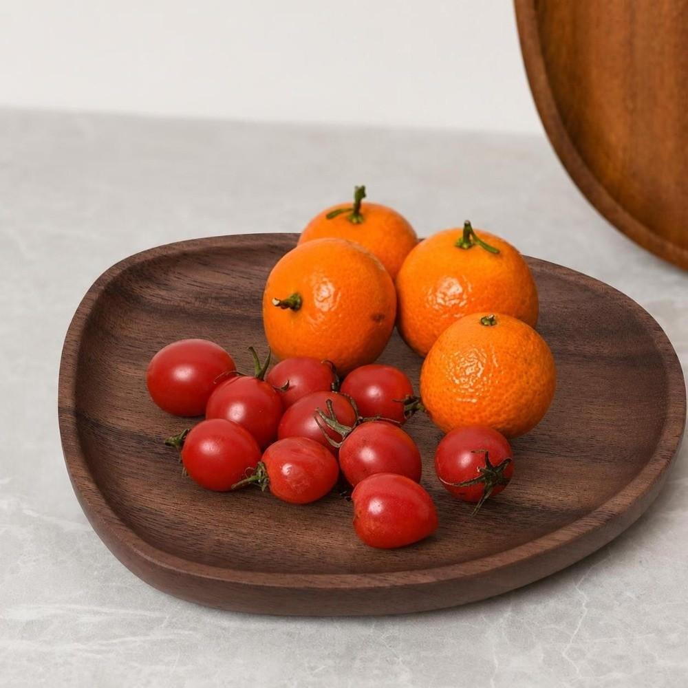 Stevig Hout Houten Dienblad Glad Gepolijst Houttextuur Serveerblad Praktisch Onregelmatige Vorm Voedselplateau Eettafel
