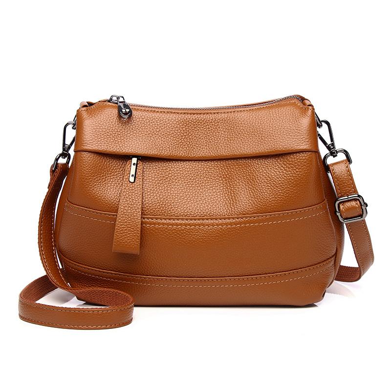 Feiya Women'S Bag First-Layer Cowhide Fashion Leather Multi-Layer Messenger Bag Women'S Versatile Soft Leather Shoulder Bag